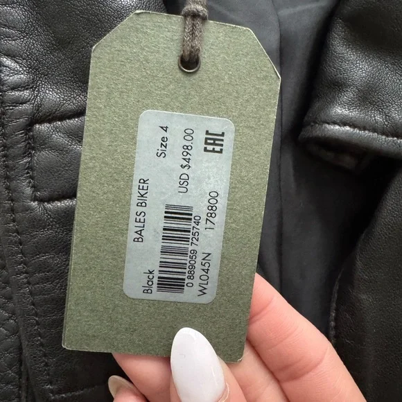 All Saints Brown Leather Motorcycle Jacket Asymmetrical Design - Picture 4 of 4